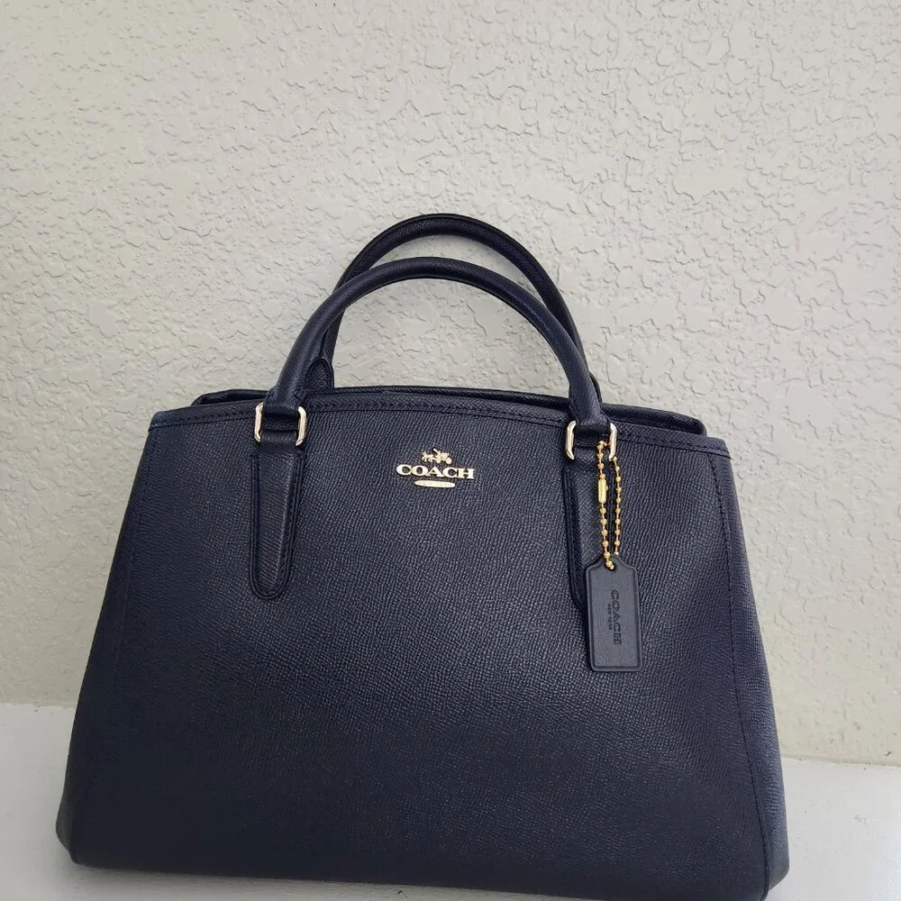 Like New Coach Margot Black Leather Shoulder Bag Purse - Picture 3 of 16